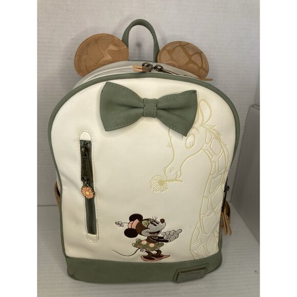 LOUNGEFLY DISNEY Minnie Mouse Giraffe Backpack Safari - Picture 1 of 12